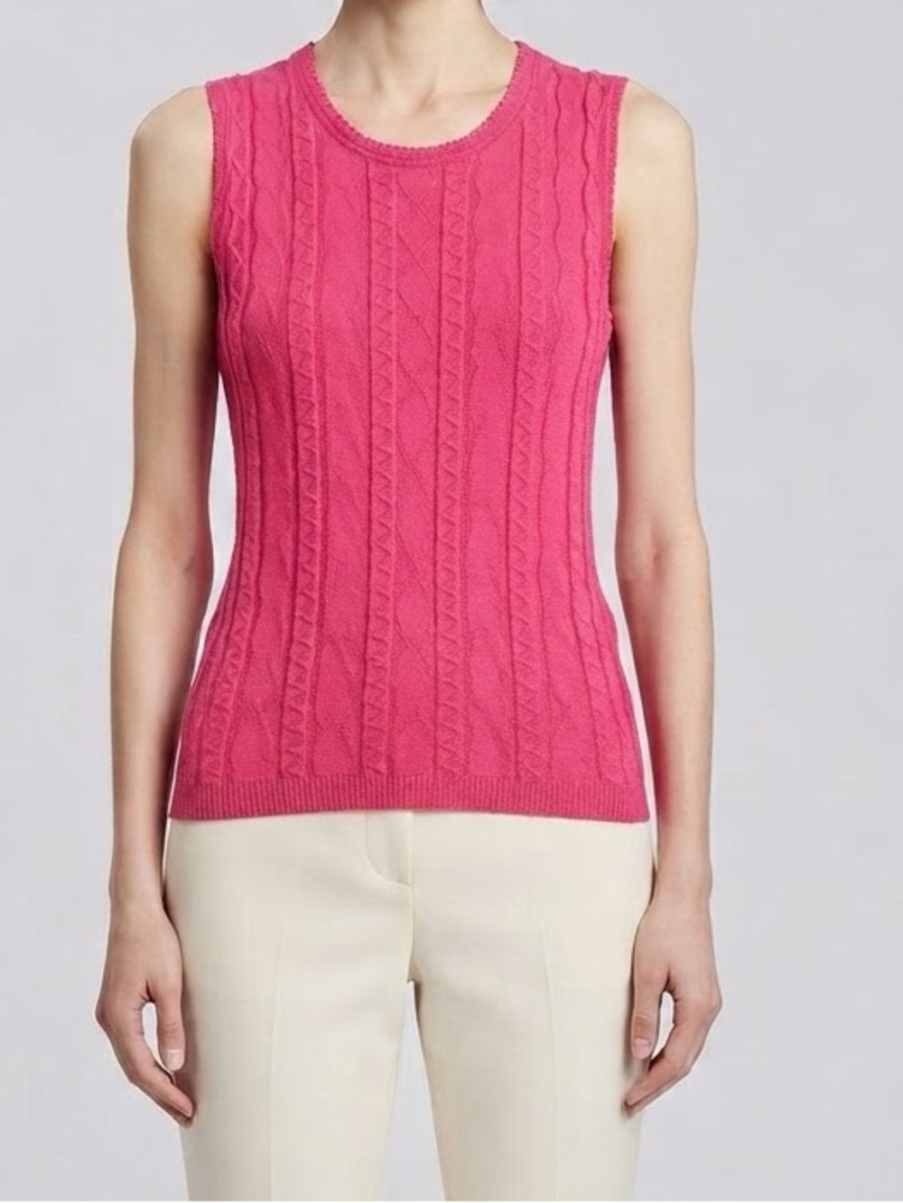 New w/Tags MISSONI Pointelle Pink Textured Sleeveless Knit Tank